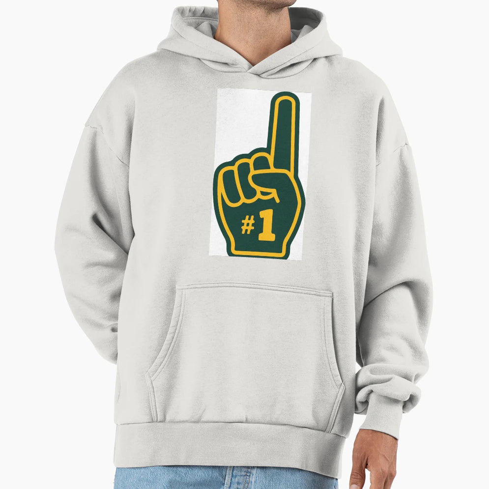 Packers Themed Number 1 Fan Foam Hoodie - Streetwear Style for Adults - T-Shirt, Sweatshirt, Hoodie