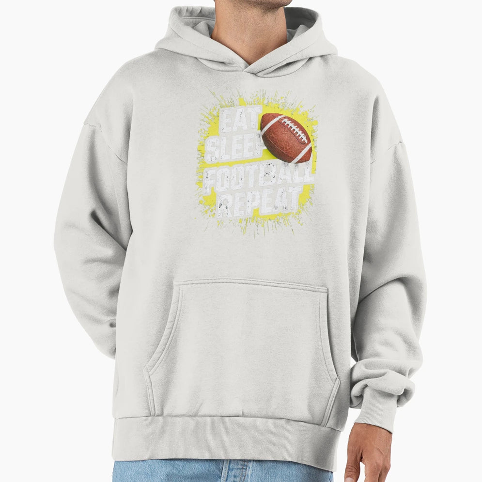 Paint Splat Eat Sleep Football Repeat Hoodie - Graphic Print Men Women - T-Shirt, Sweatshirt, Hoodie