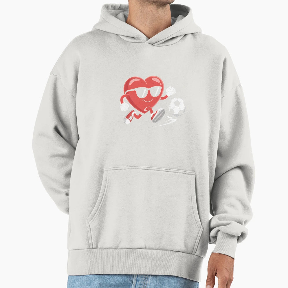 Heart Playing Soccer Valentines Day Hoodie - Aesthetic Graphic Men Women - T-Shirt, Sweatshirt, Hoodie