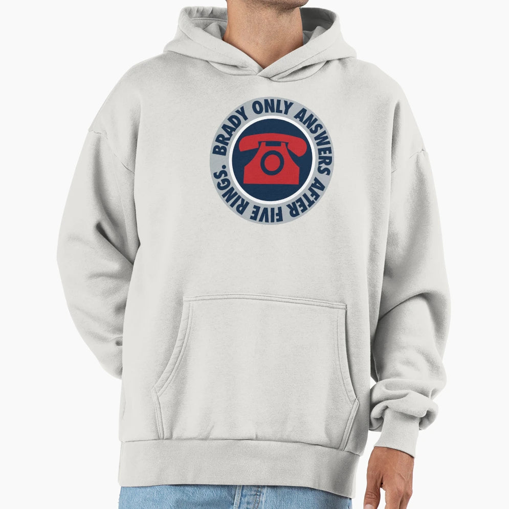 Brady Only Answers After Five Rings Silver Hoodie - Graphic Print Unisex - T-Shirt, Sweatshirt, Hoodie