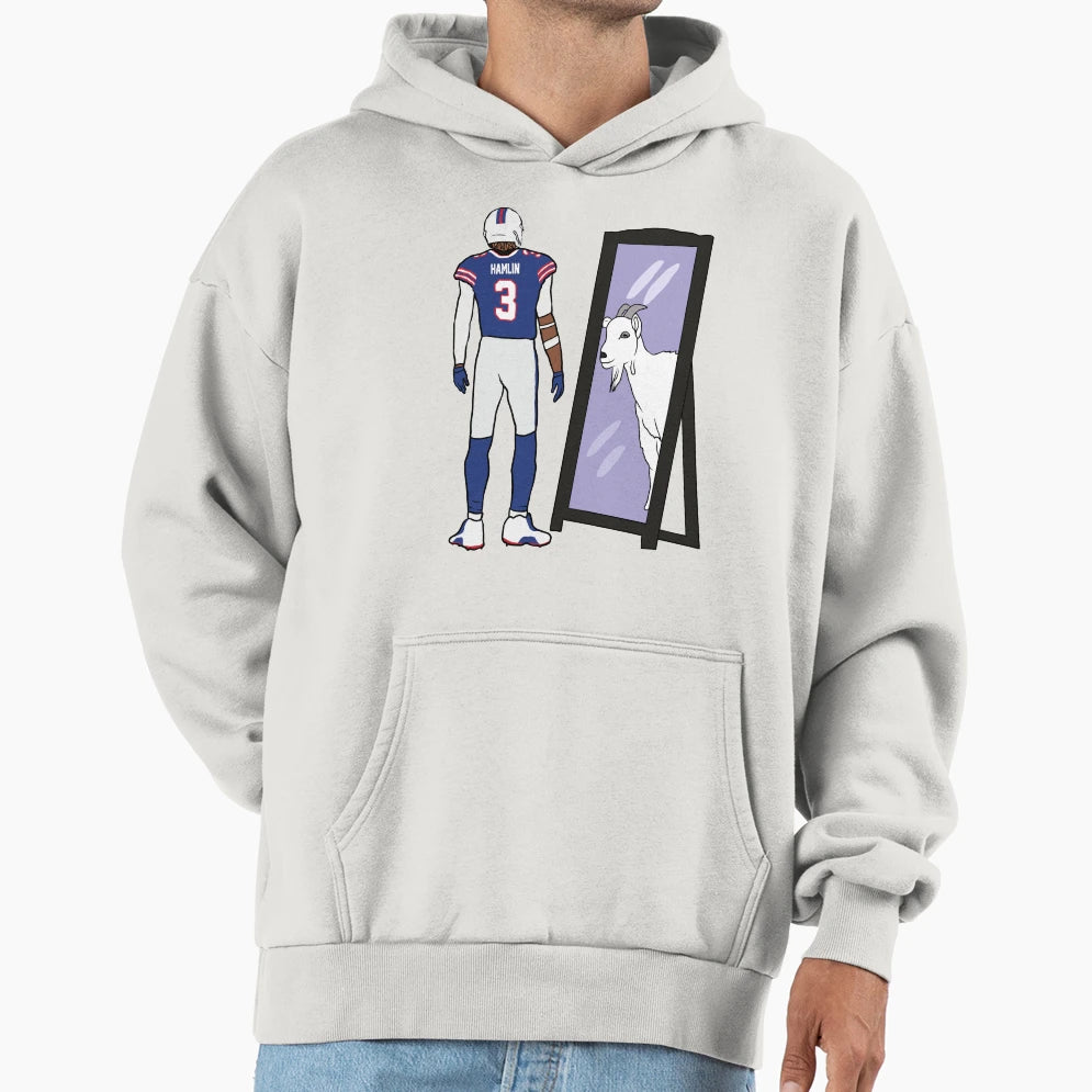 Damar Hamlin Mirror Goat Hoodie - Fun Novelty Design Men Women - T-Shirt, Sweatshirt, Hoodie