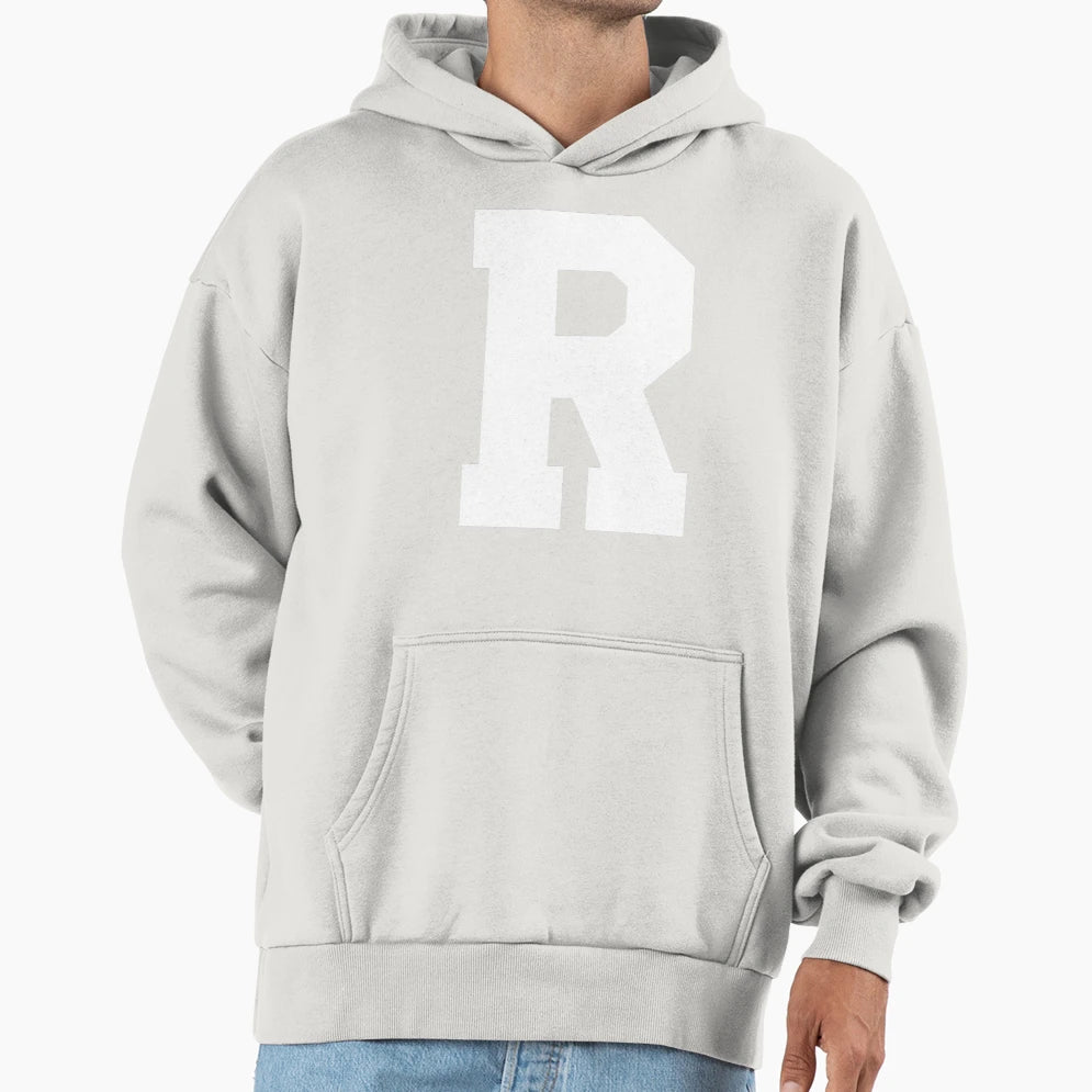 Alphabet White R Sports Letter R Hoodie - Fun Novelty Design for Adults - T-Shirt, Sweatshirt, Hoodie
