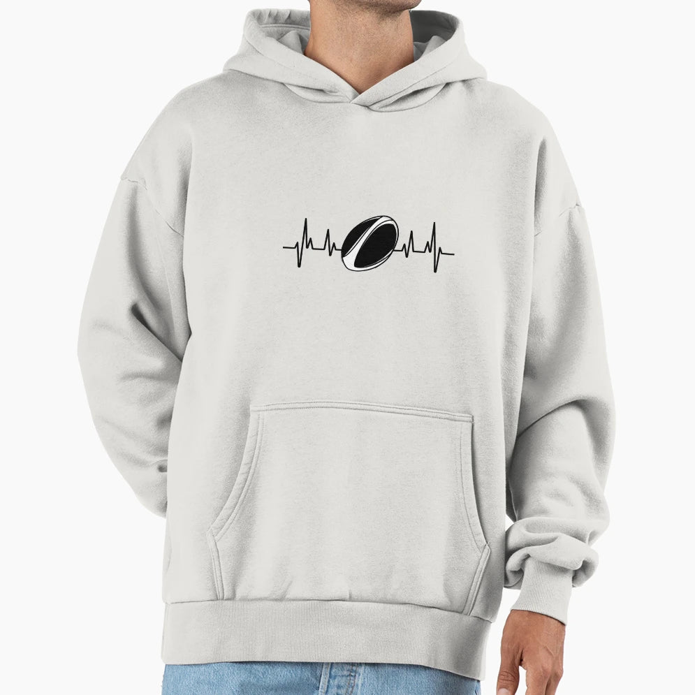 Rugby Player Rugby Heartbeat Rugby Ball Gift Hoodie - Unique Graphic Unisex - T-Shirt, Sweatshirt, Hoodie