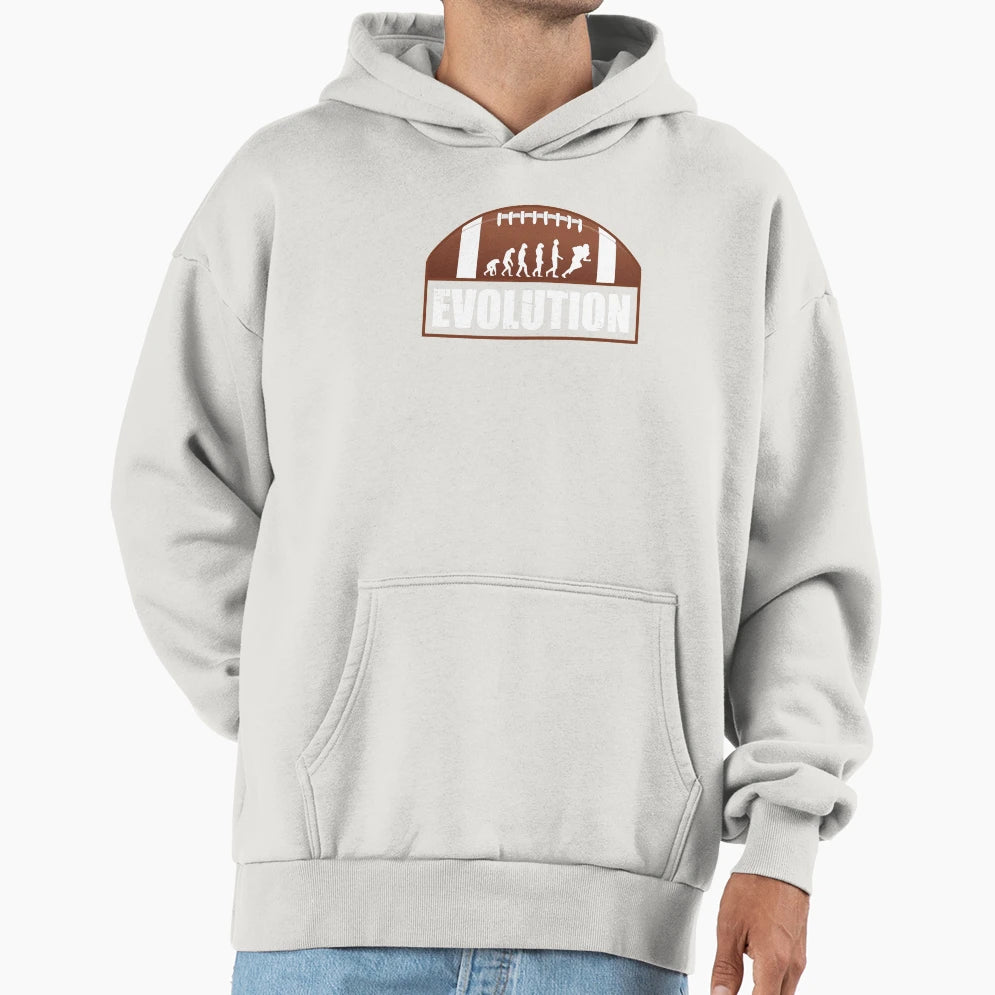 Football Evolution Human Hoodie - Unique Graphic for Adults - T-Shirt, Sweatshirt, Hoodie