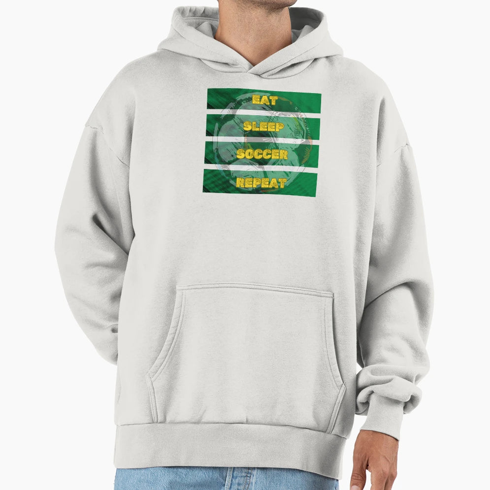 Eat Sleep Soccer Repeat Funny Soccer Fan Hoodie - Graphic Print Unisex - T-Shirt, Sweatshirt, Hoodie