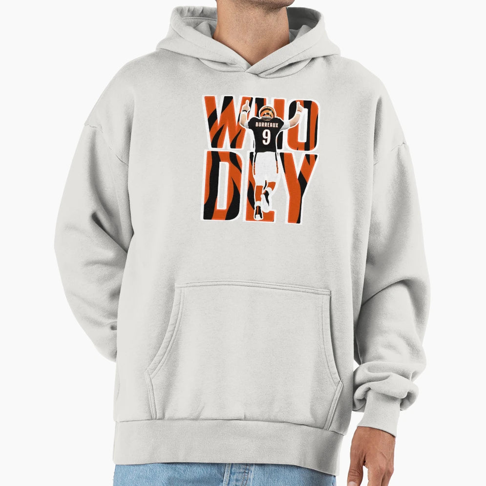 Who Dey Burrow Hoodie - Unique Graphic Unisex - T-Shirt, Sweatshirt, Hoodie