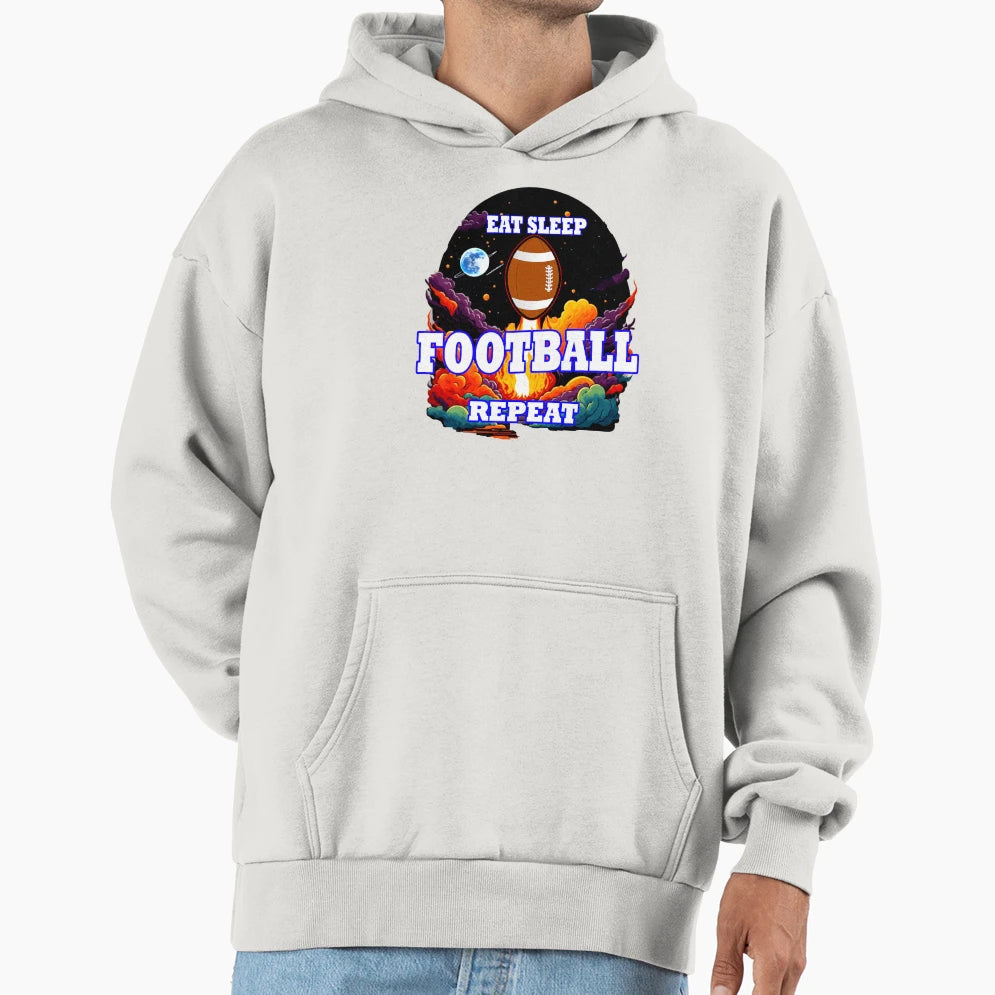Eat Sleep Football Repeat Hoodie - Trendy Graphic Men Women - T-Shirt, Sweatshirt, Hoodie