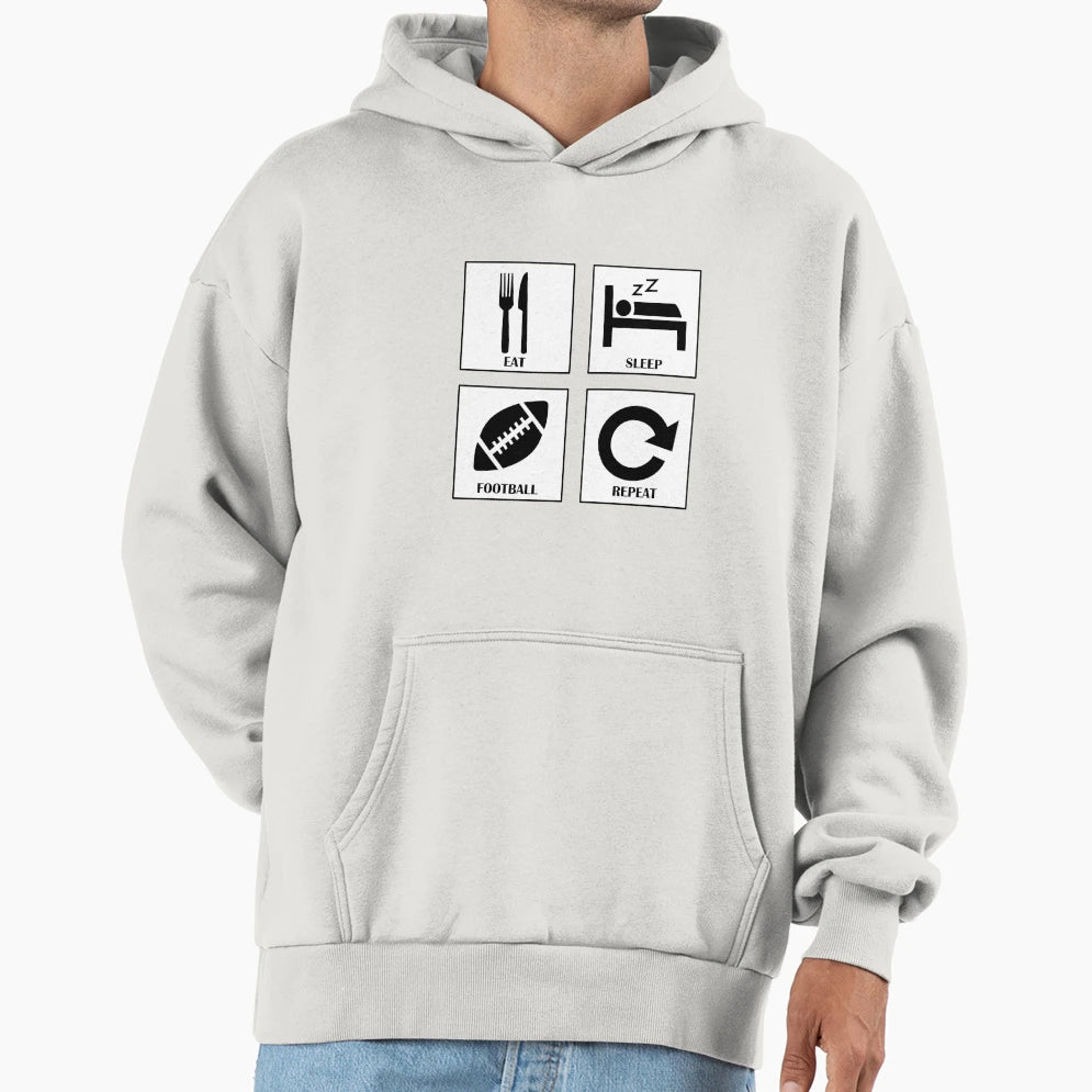 Eat Sleep American Football Repeat Hoodie - Trendy Graphic Men Women - T-Shirt, Sweatshirt, Hoodie