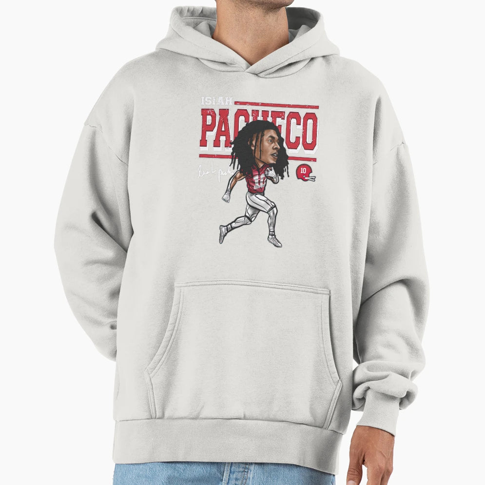 Isiah Pacheco Kansas City Cartoon Hoodie - Novelty Apparel Men Women - T-Shirt, Sweatshirt, Hoodie