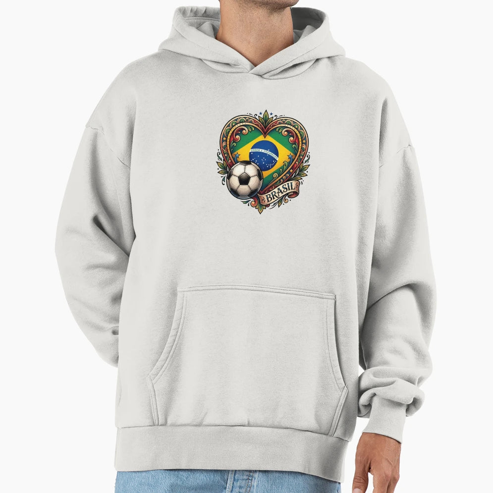 Brazil Heart Neo Traditional Football Hoodie - Custom Art Print Men Women - T-Shirt, Sweatshirt, Hoodie