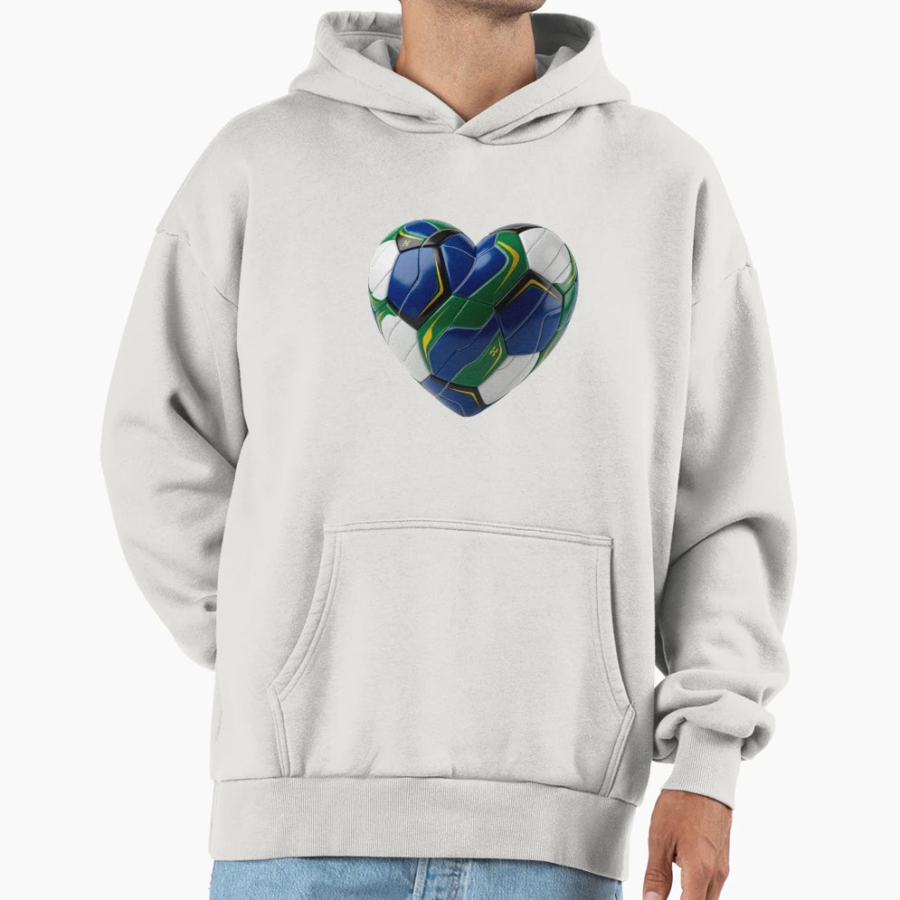 Brazilian Football Heart Samba Soccer Hoodie - Aesthetic Graphic for Adults - T-Shirt, Sweatshirt, Hoodie