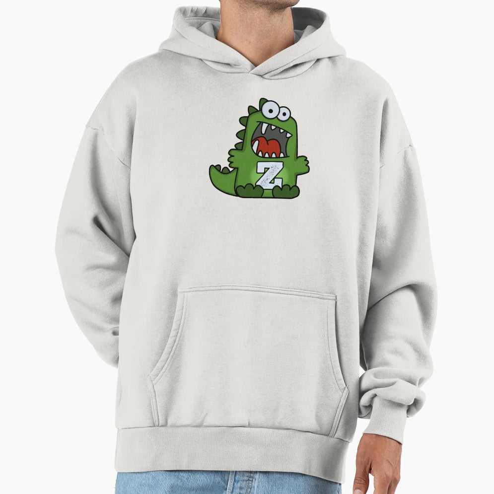 Alphabet Letter Z Rawrsome Green Dinosaur Hoodie - Graphic Print for Adults - T-Shirt, Sweatshirt, Hoodie