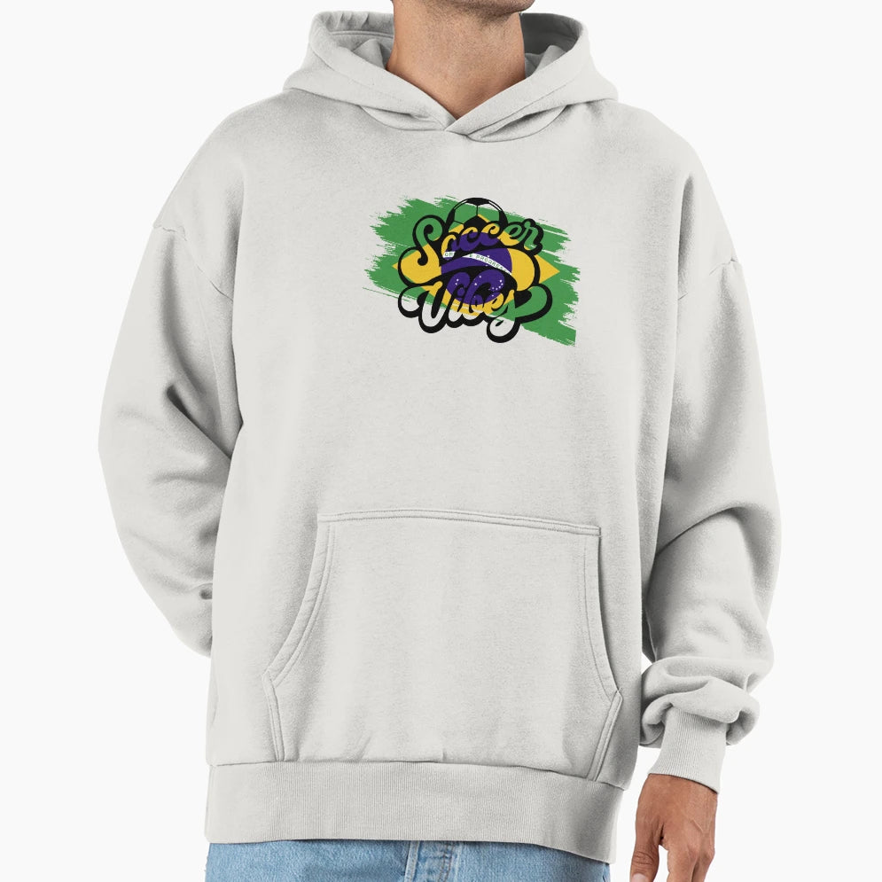 Soccer Vibes Brazil Hoodie - Aesthetic Graphic for Adults - T-Shirt, Sweatshirt, Hoodie