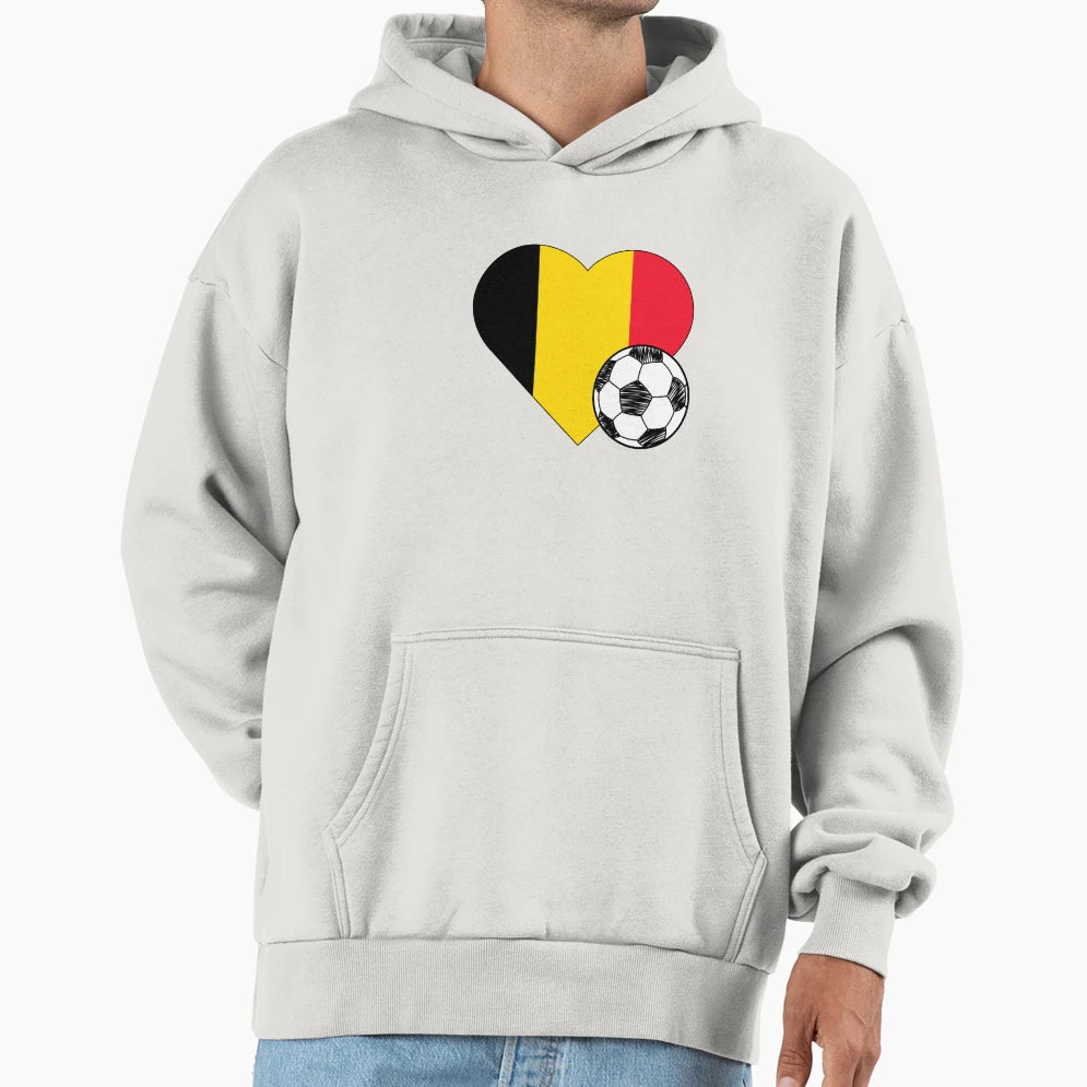 Belgium Soccer Heart Hoodie - Casual Everyday Wear Unisex - T-Shirt, Sweatshirt, Hoodie