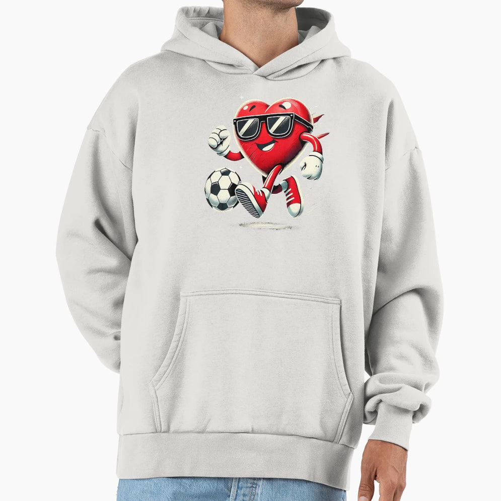 Funny Heart Playing Soccer Valentines Hoodie - Custom Art Print for Adults - T-Shirt, Sweatshirt, Hoodie