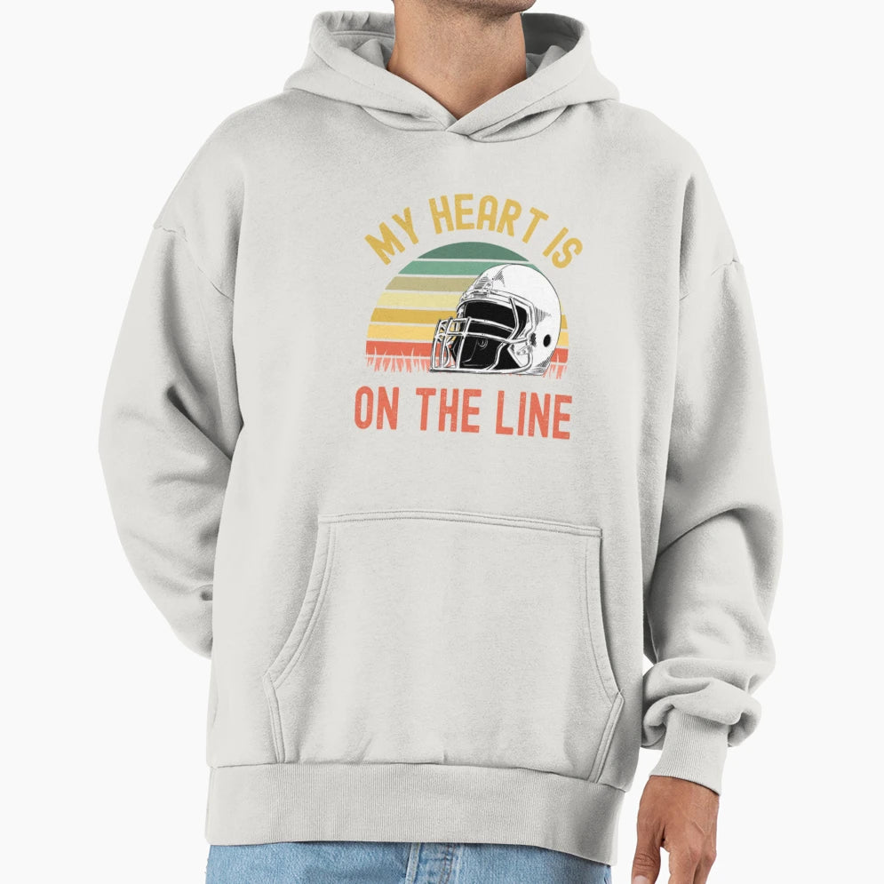 My Heart Is Line Football Offense Hoodie - Fun Novelty Design Men Women - T-Shirt, Sweatshirt, Hoodie