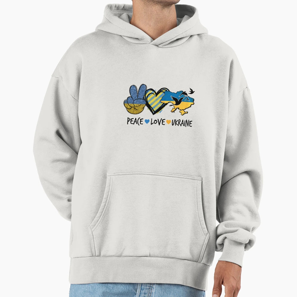 Peace Love Ukraine Hoodie - Minimalist Print Unisex - T-Shirt, Sweatshirt, Hoodie