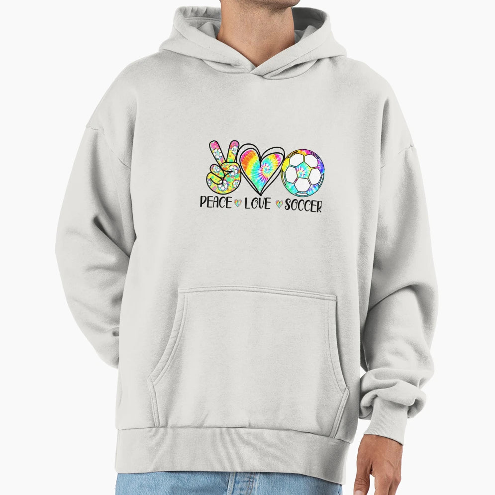 Peace Love Soccer Funny Football Mothers Hoodie - Trendy Graphic Men Women - T-Shirt, Sweatshirt, Hoodie