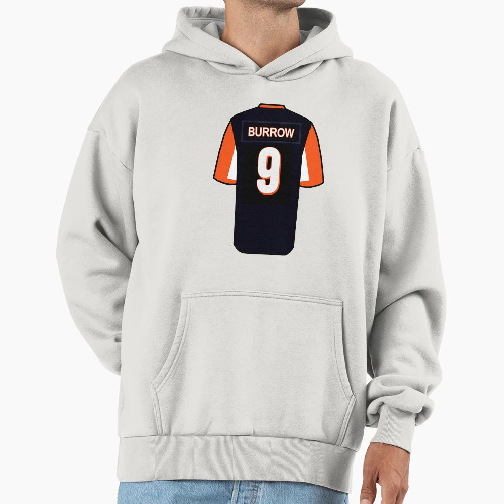 Burrow Jersey Hoodie - Minimalist Print Unisex - T-Shirt, Sweatshirt, Hoodie