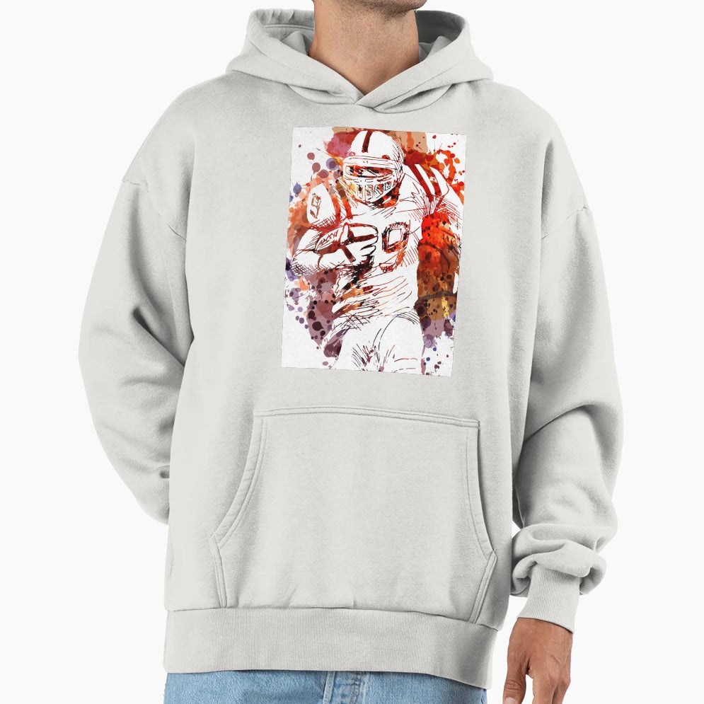 Football Player Hoodie - Minimalist Print Men Women - T-Shirt, Sweatshirt, Hoodie