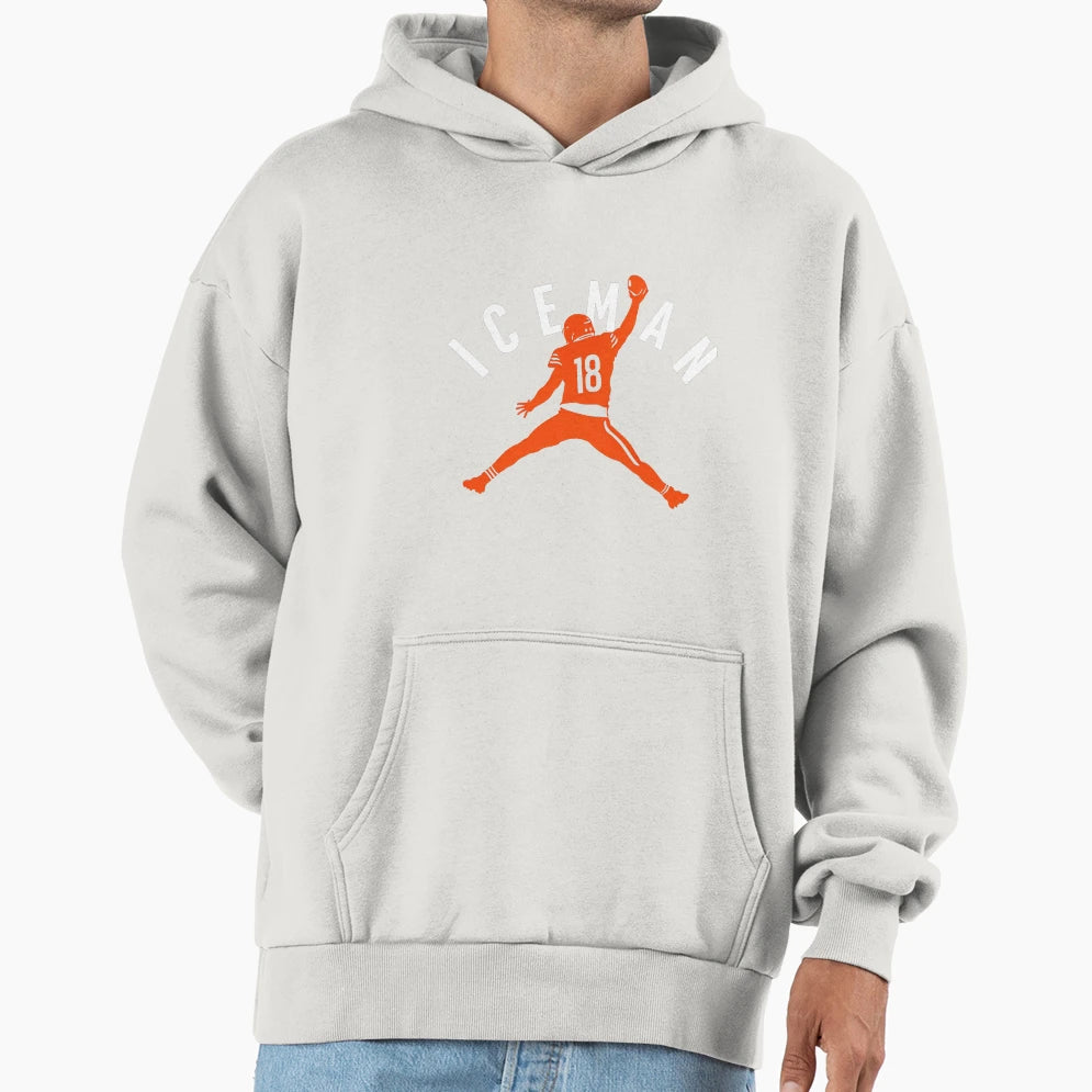 Iceman Football Silhouette Statement Hoodie - Trendy Graphic Unisex - T-Shirt, Sweatshirt, Hoodie