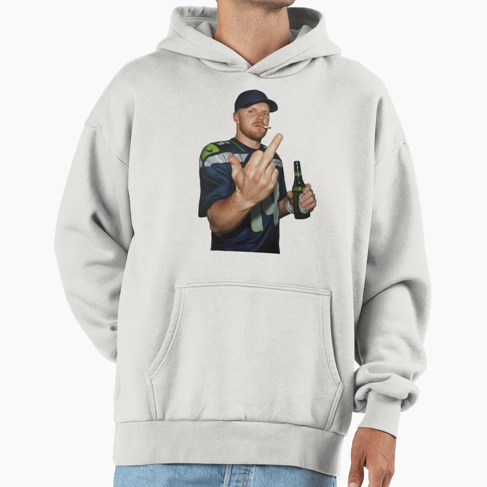 Meme Sam Darnold Middle Finge Black Hoodie - Fun Novelty Design Men Women - T-Shirt, Sweatshirt, Hoodie