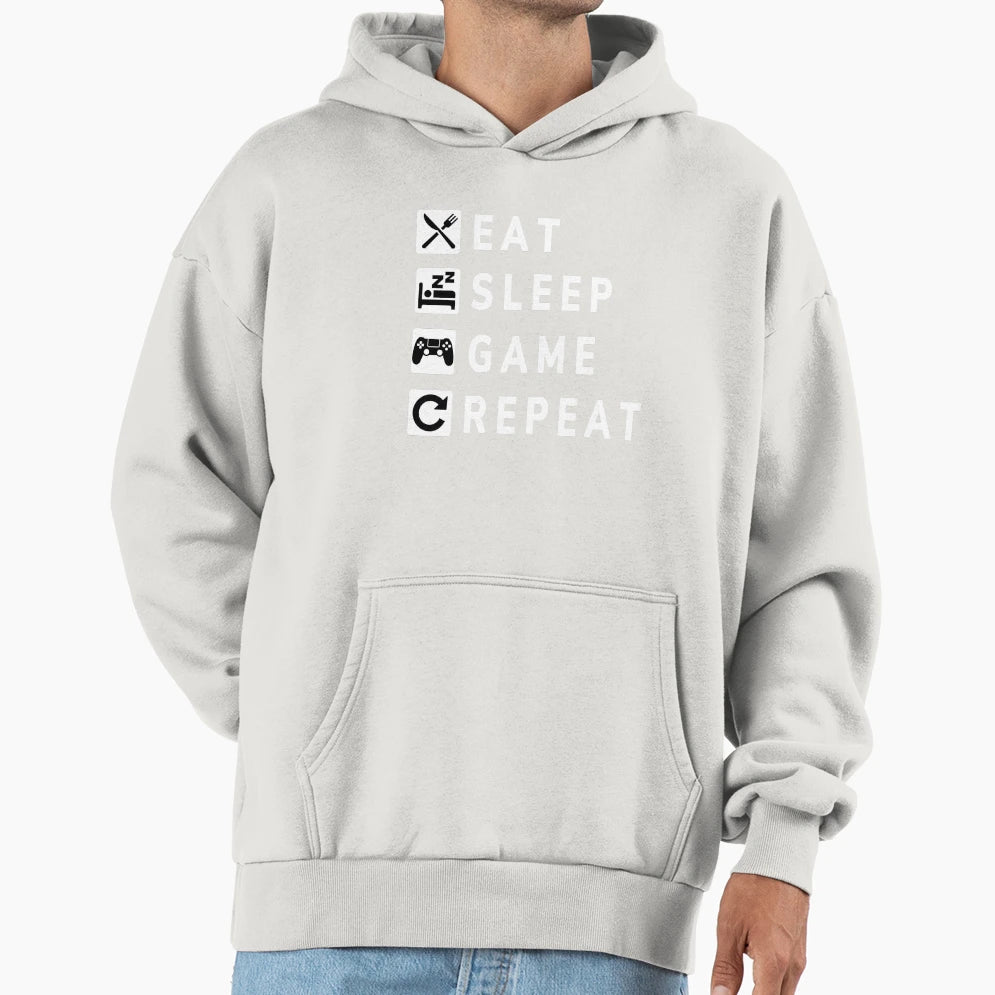 Eat Sleep Game Repeat Awsome Gaming Hoodie - Custom Art Print for Adults - T-Shirt, Sweatshirt, Hoodie