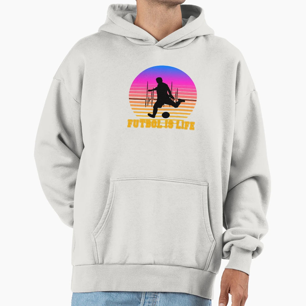 Mens Funny Futbol Is Life Gift Hoodie - Fun Novelty Design Men Women - T-Shirt, Sweatshirt, Hoodie