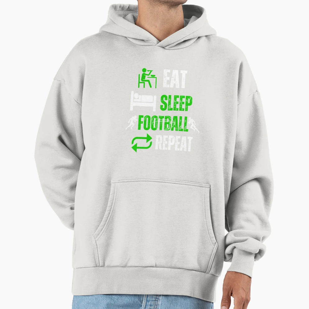 Eat Sleep Football Repeat Hoodie - Graphic Print for Adults - T-Shirt, Sweatshirt, Hoodie