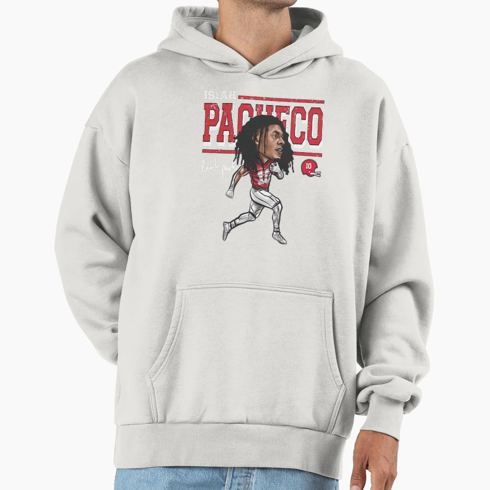 Isiah Pacheco Kansas City Cartoon Hoodie - Fun Novelty Design Unisex - T-Shirt, Sweatshirt, Hoodie