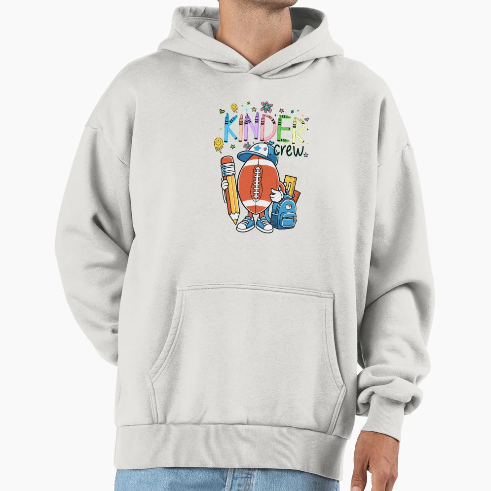 Kindergarten Rugby Ball Crew Hoodie - Minimalist Print Unisex - T-Shirt, Sweatshirt, Hoodie