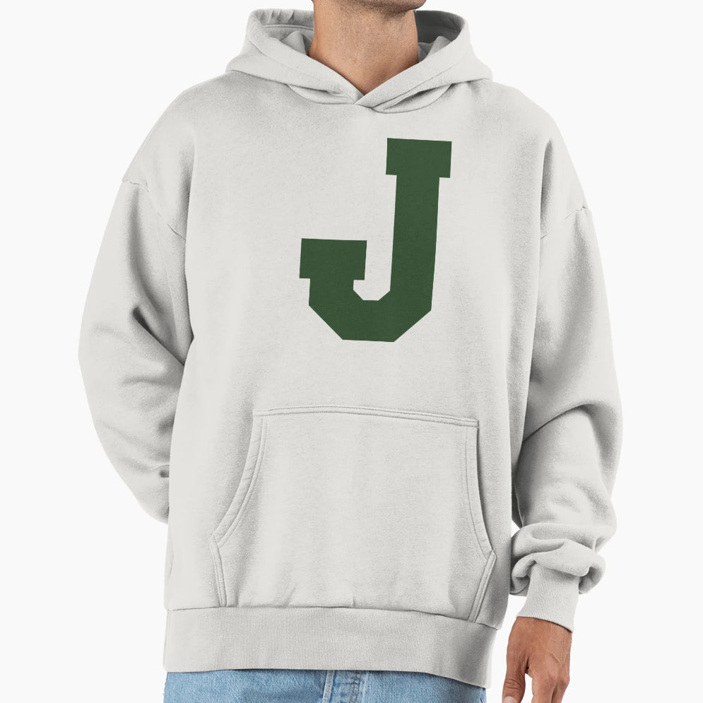 Alphabet Green J Sports Letter J Hoodie - Fun Novelty Design Men Women - T-Shirt, Sweatshirt, Hoodie