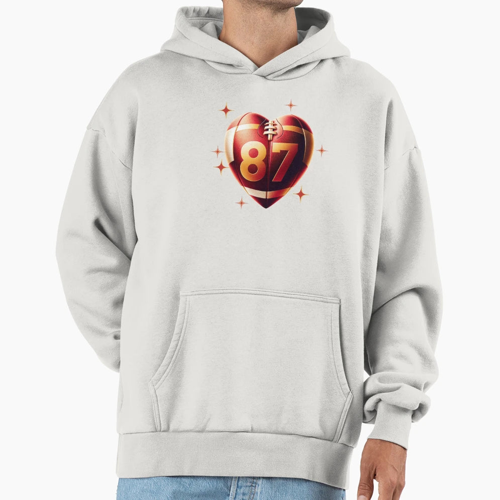 Heart Shaped Football 87 Hoodie - Fun Novelty Design Men Women - T-Shirt, Sweatshirt, Hoodie