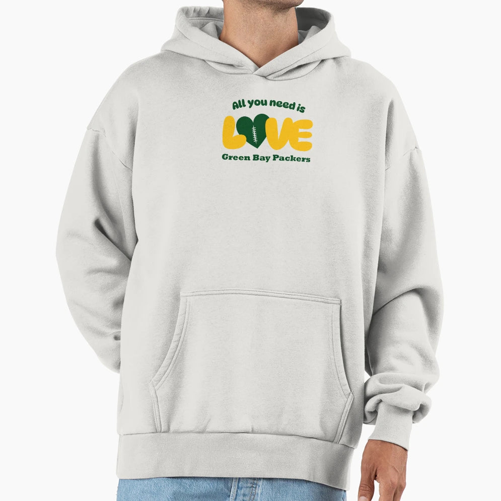 All You Need Is Love Football Green Hoodie - Fun Novelty Design for Adults - T-Shirt, Sweatshirt, Hoodie