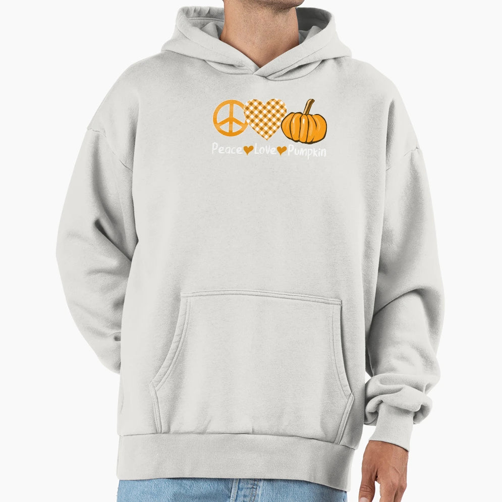 Peace Love Pumpkin Hoodie - Aesthetic Graphic for Adults - T-Shirt, Sweatshirt, Hoodie