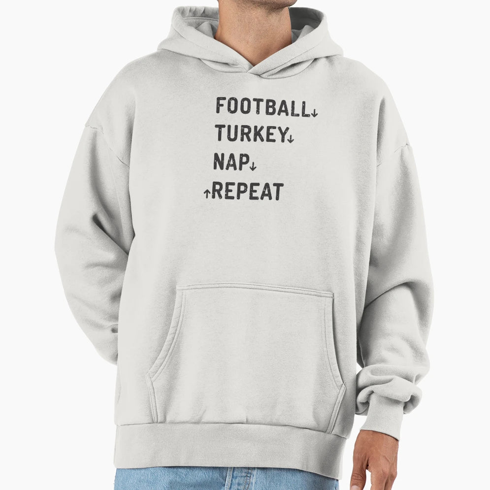 Football Turkey Nap Repeat Hoodie - Minimalist Print Men Women - T-Shirt, Sweatshirt, Hoodie