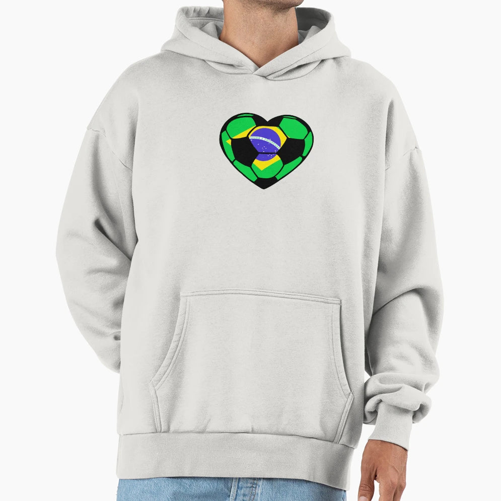 Football Love Brazil Soccer Hoodie - Minimalist Print Men Women - T-Shirt, Sweatshirt, Hoodie