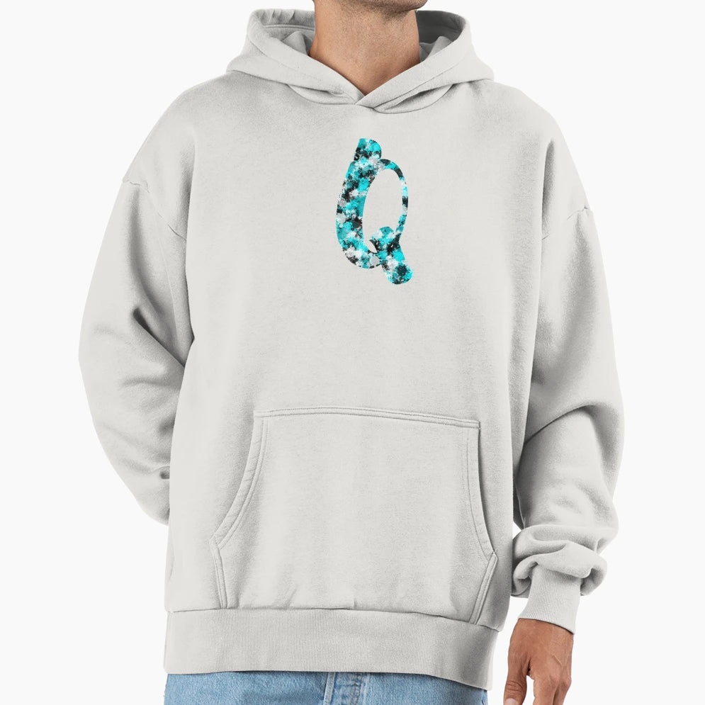 Paint Splash Letter Q Hoodie - Novelty Apparel for Adults - T-Shirt, Sweatshirt, Hoodie