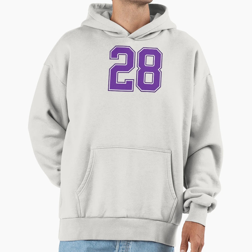 Purple Number 28 Lucky Sports Jersey Hoodie - Graphic Print for Adults - T-Shirt, Sweatshirt, Hoodie
