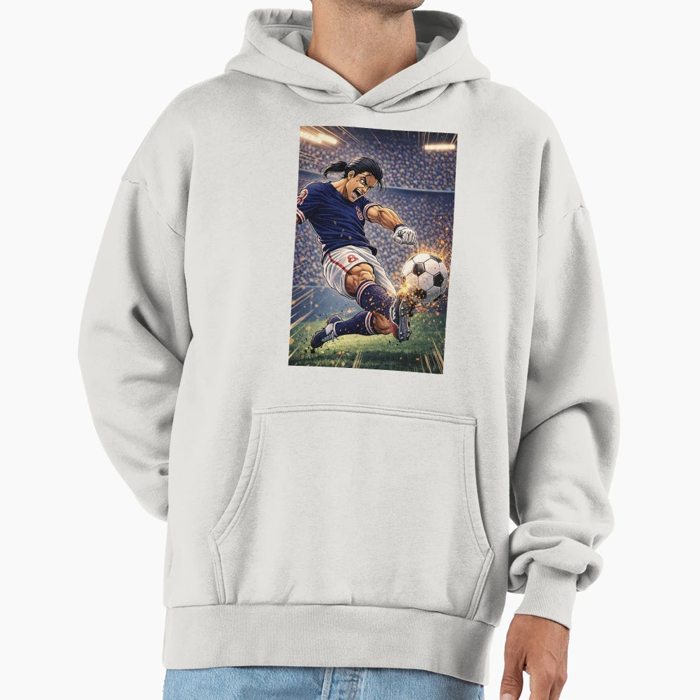 Power Strike Explosive Soccer Player Hoodie - Aesthetic Graphic Unisex - T-Shirt, Sweatshirt, Hoodie