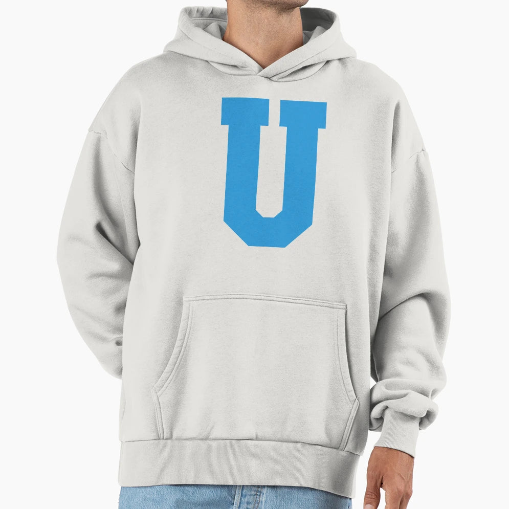 Alphabet Blue U Sports Letter U Hoodie - Unique Graphic for Adults - T-Shirt, Sweatshirt, Hoodie