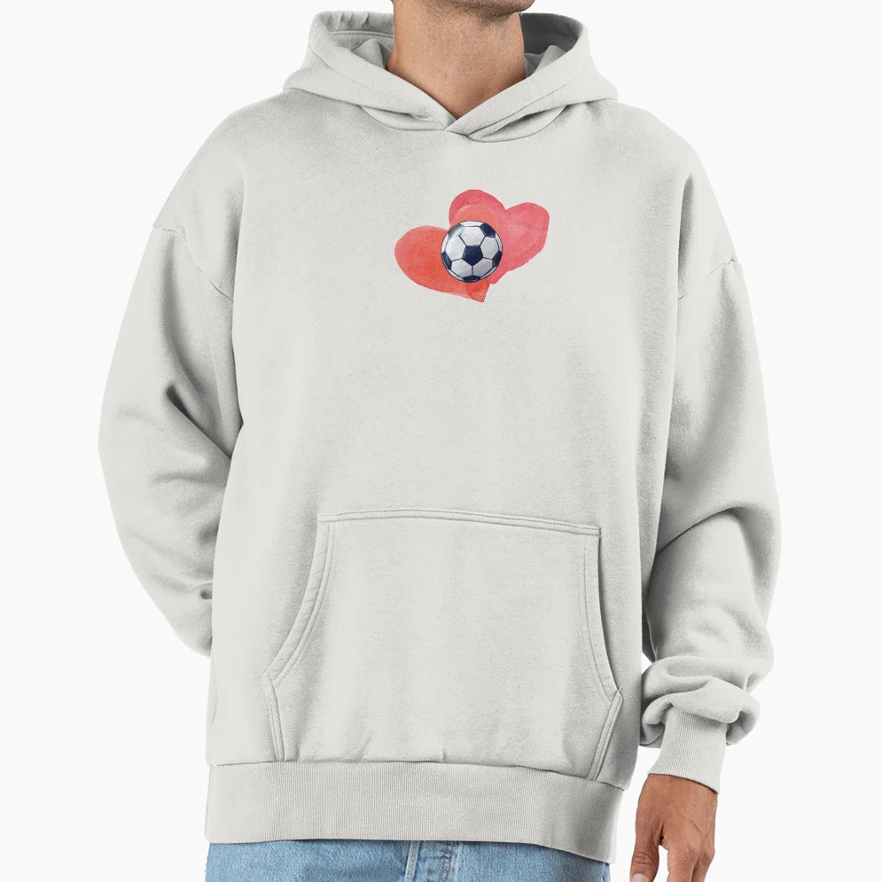 Soccer Watercolor Heart Player Hoodie - Minimalist Print Unisex - T-Shirt, Sweatshirt, Hoodie