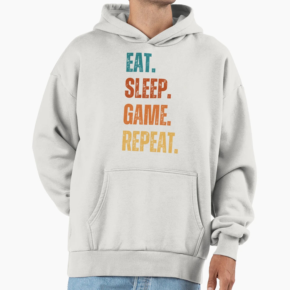 Eat Sleep Game Repeat Hoodie - Graphic Print Unisex - T-Shirt, Sweatshirt, Hoodie