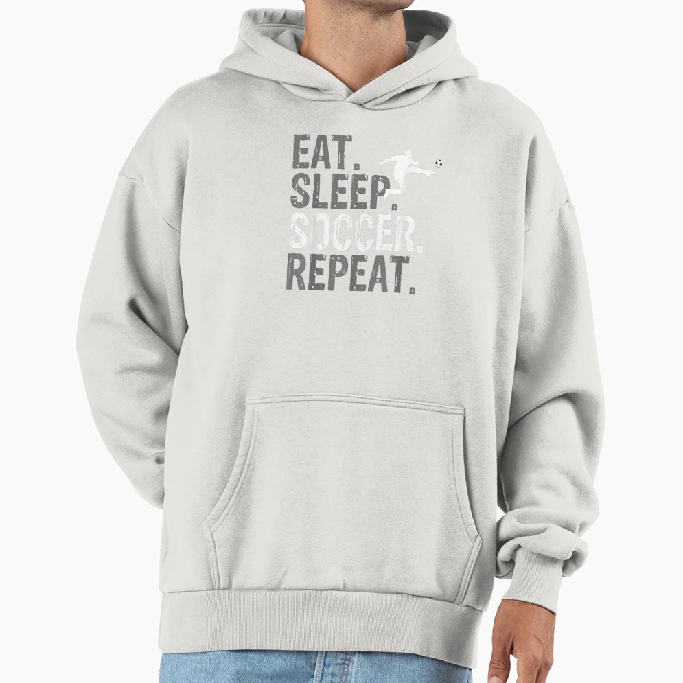 Eat Sleep Soccer Repeat Soccer T-Shirt - Trendy Graphic for Adults - T-Shirt, Sweatshirt, Hoodie