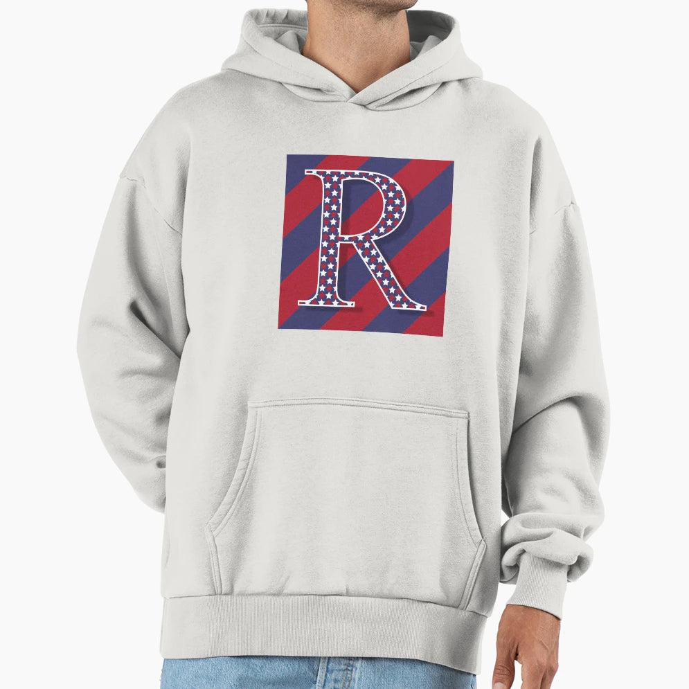 Letter R Americana Old Glory Red And Hoodie - Unique Graphic Men Women - T-Shirt, Sweatshirt, Hoodie