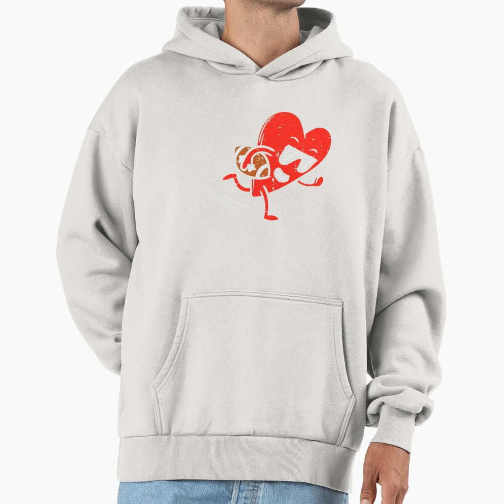 Heart Playing American Football Funny Hoodie - Novelty Apparel Men Women - T-Shirt, Sweatshirt, Hoodie