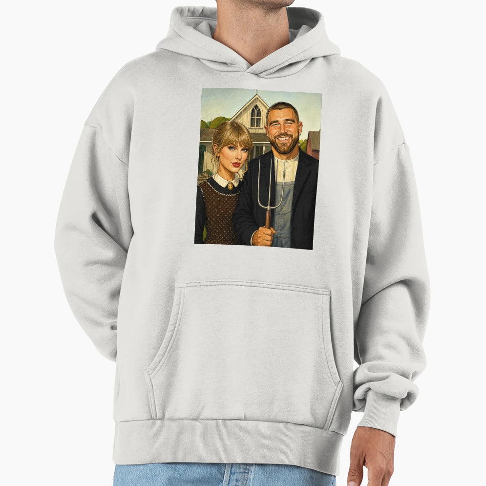American Gothic Kelce Swift Hoodie - Graphic Print for Adults - T-Shirt, Sweatshirt, Hoodie