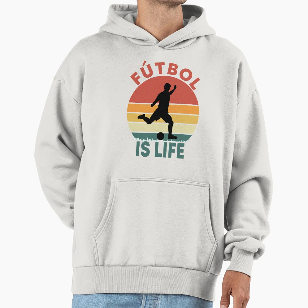 Loves Music And Make Smile Futbol Hoodie - Casual Everyday Wear Men Women - T-Shirt, Sweatshirt, Hoodie