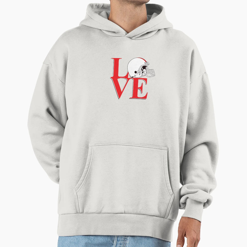 Love Football Red Black Digital Art Hoodie - Aesthetic Graphic for Adults - T-Shirt, Sweatshirt, Hoodie