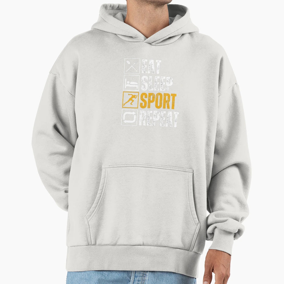 Eat Sleep Sport Repeat Hoodie - Trendy Graphic for Adults - T-Shirt, Sweatshirt, Hoodie